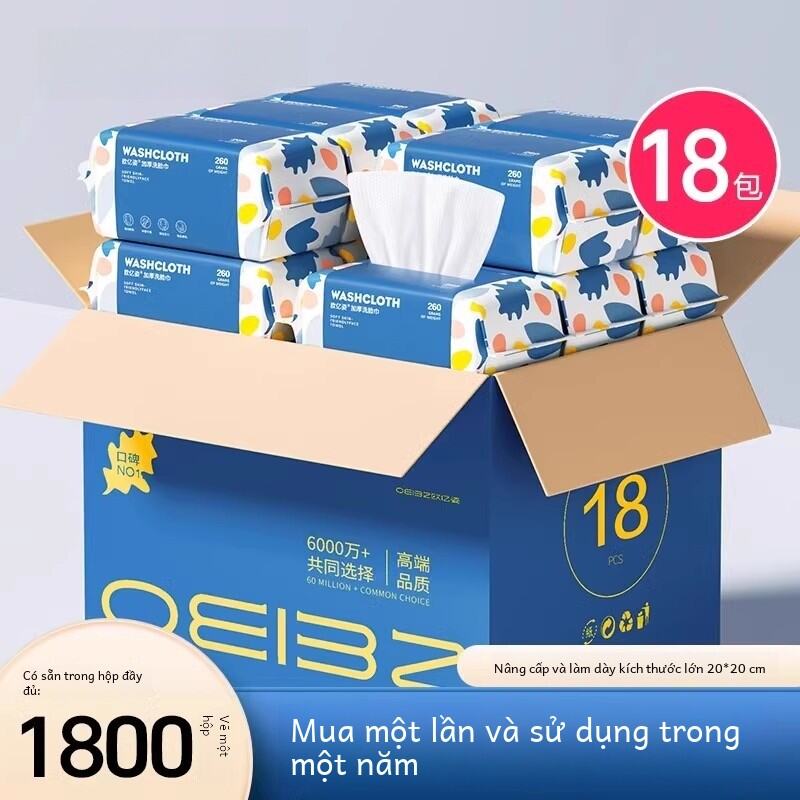 Khăn Lau Mặt Bằng Cotton Nguyên Chất Kháng Khuẩn Dùng Một Lần Khăn Lau Mặt Làm Sạch Da Khăn Lau Mặt Dày 5 Gói Blue Petal