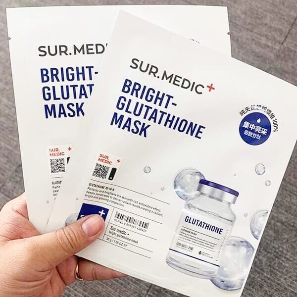 ( Hộp 10 Miếng) Mặt Nạ Làm Trắng Chuyên Sâu - Sur.medic Bright #Glutathione #Mask