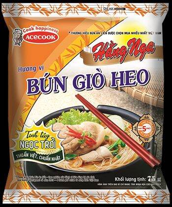 Bún Hằng Nga hương vị Giò Heo (Thùng 30 gói × 75gr)