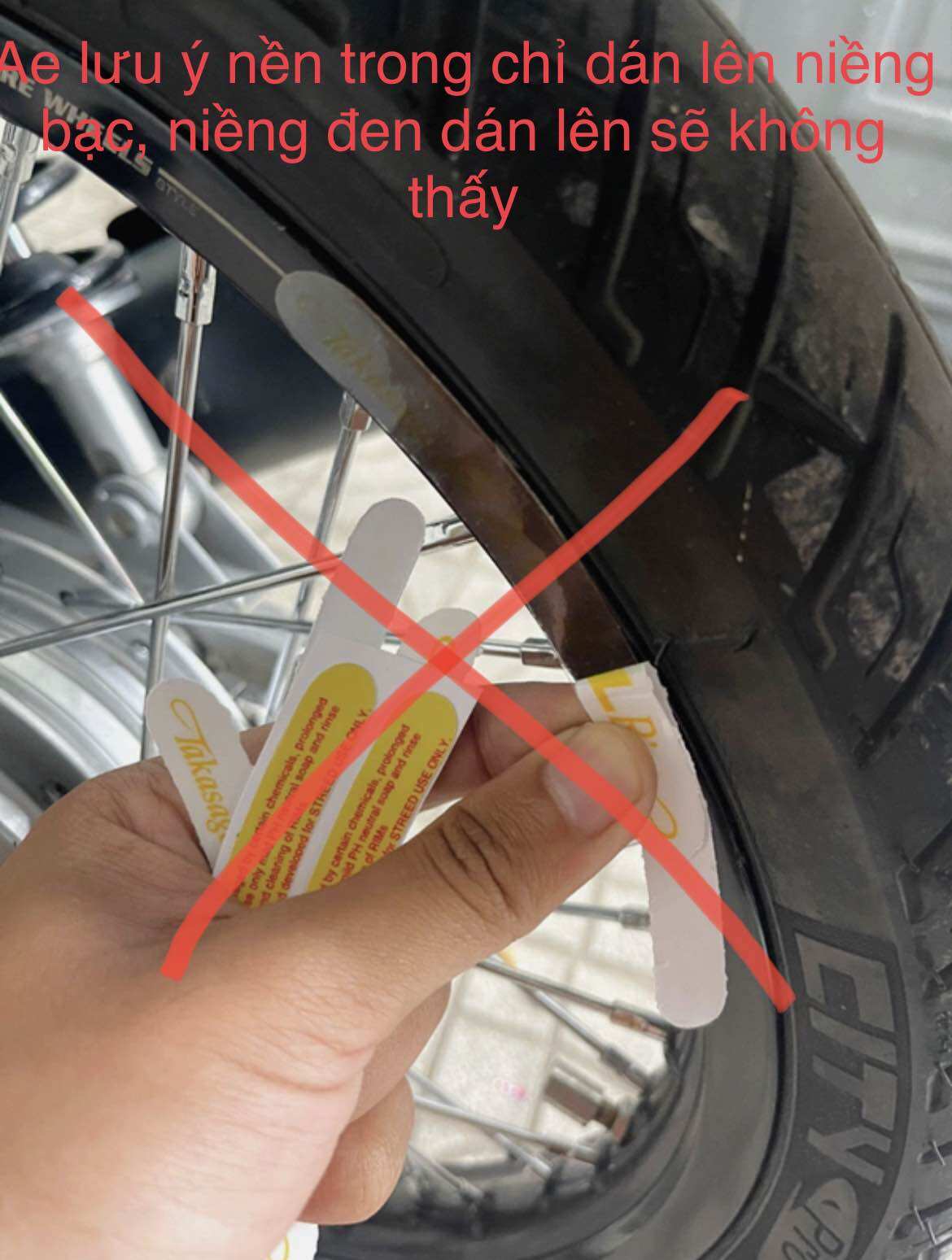 Tem mâm Excel Rim Vàng nền trong ( tặng kèm tem Warning)