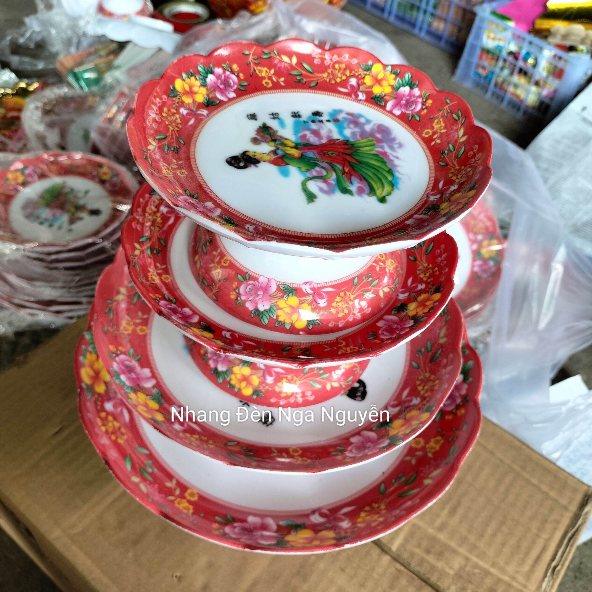Đĩa nhựa melamine đựng trái cây thờ cúng/Trò, chung ly meka