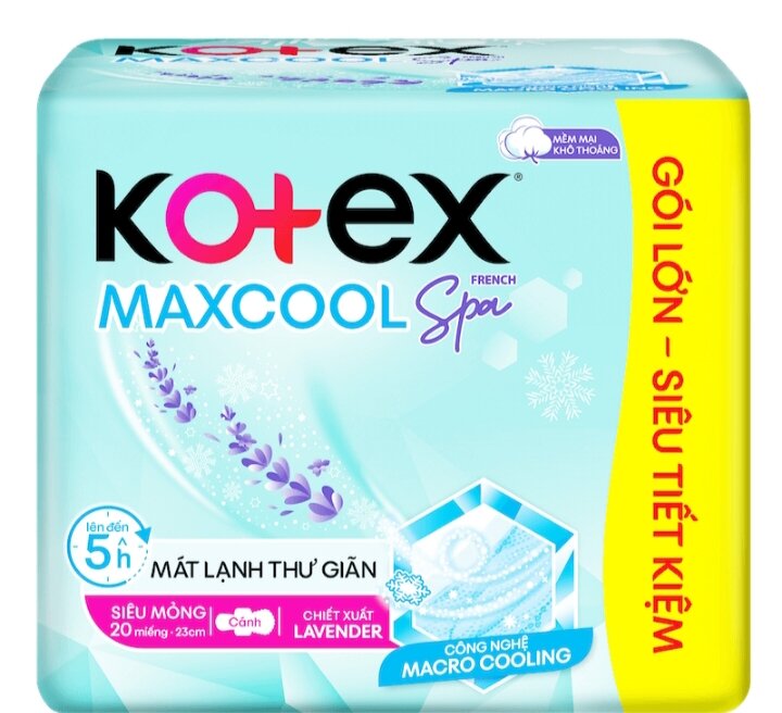 Băng vệ sinh Kotex Maxcool siêu mỏng cánh 20 miếng 23cm