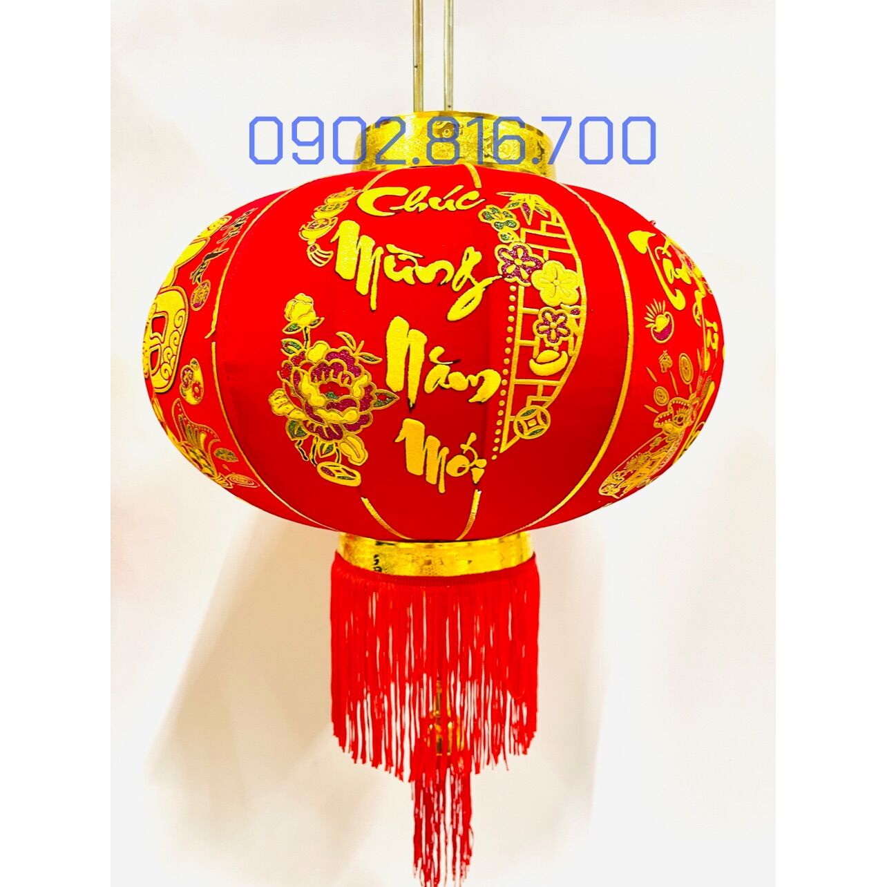 Lồng đèn chữ Việt nhung đỏ trang trí tết size lớn - nhỏ - trung loại đẹp cao cấp chữ nhũ vàng