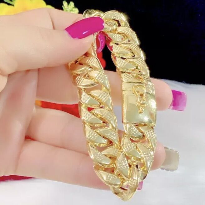 Lắc tay nam kiểu chạm mạ vàng 18k cực đẹp