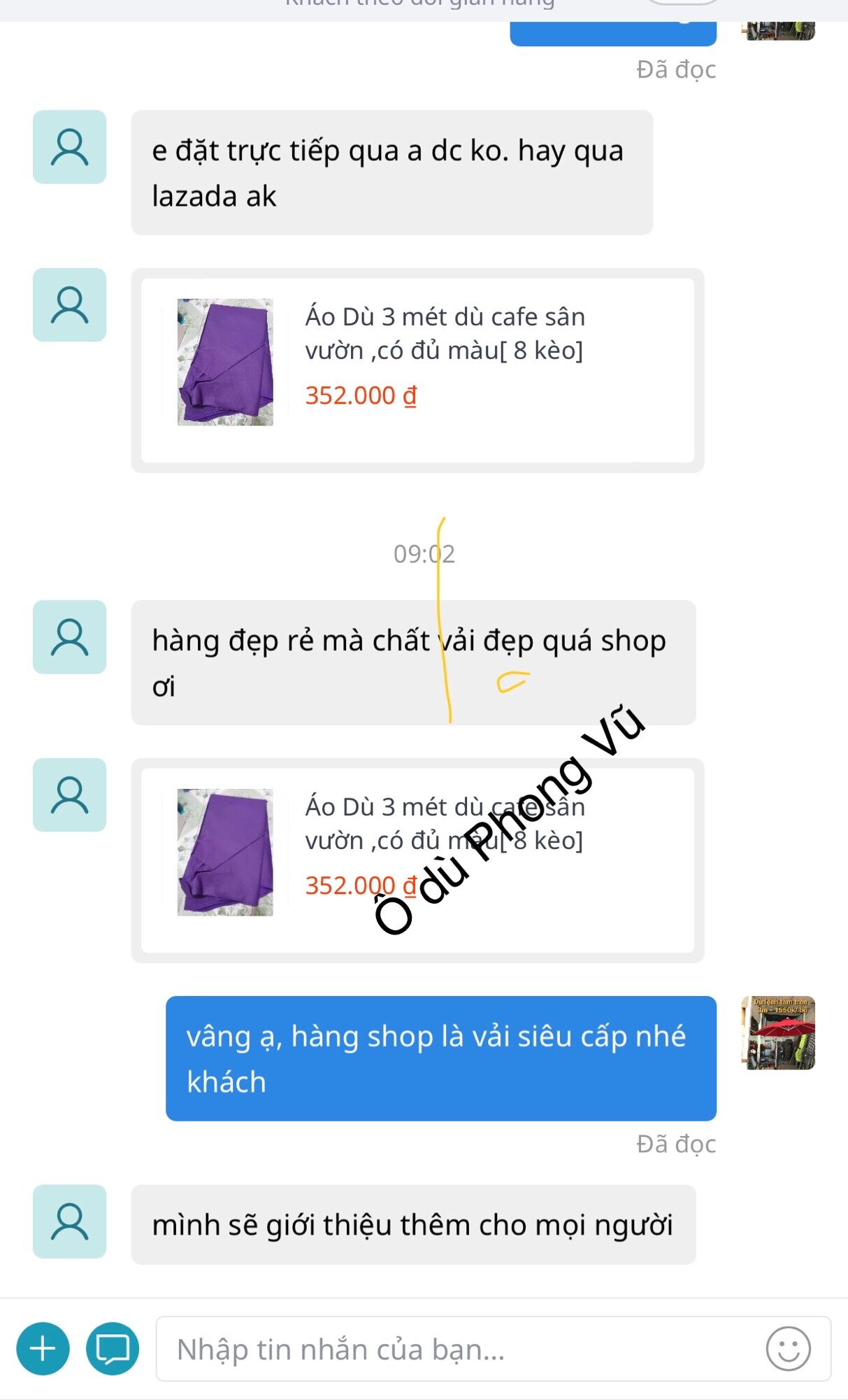 Áo Dù 3 mét dù cafe sân vườn ,có đủ màu[ 8 kèo]