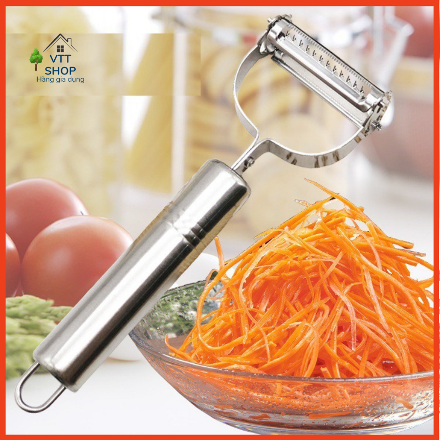 Nạo rau củ inox cao cấp đa năng 2in1, nạo củ quả và bào sợi tiện lợi, dụng cụ bào nạo, gọt rau củ đa năng.