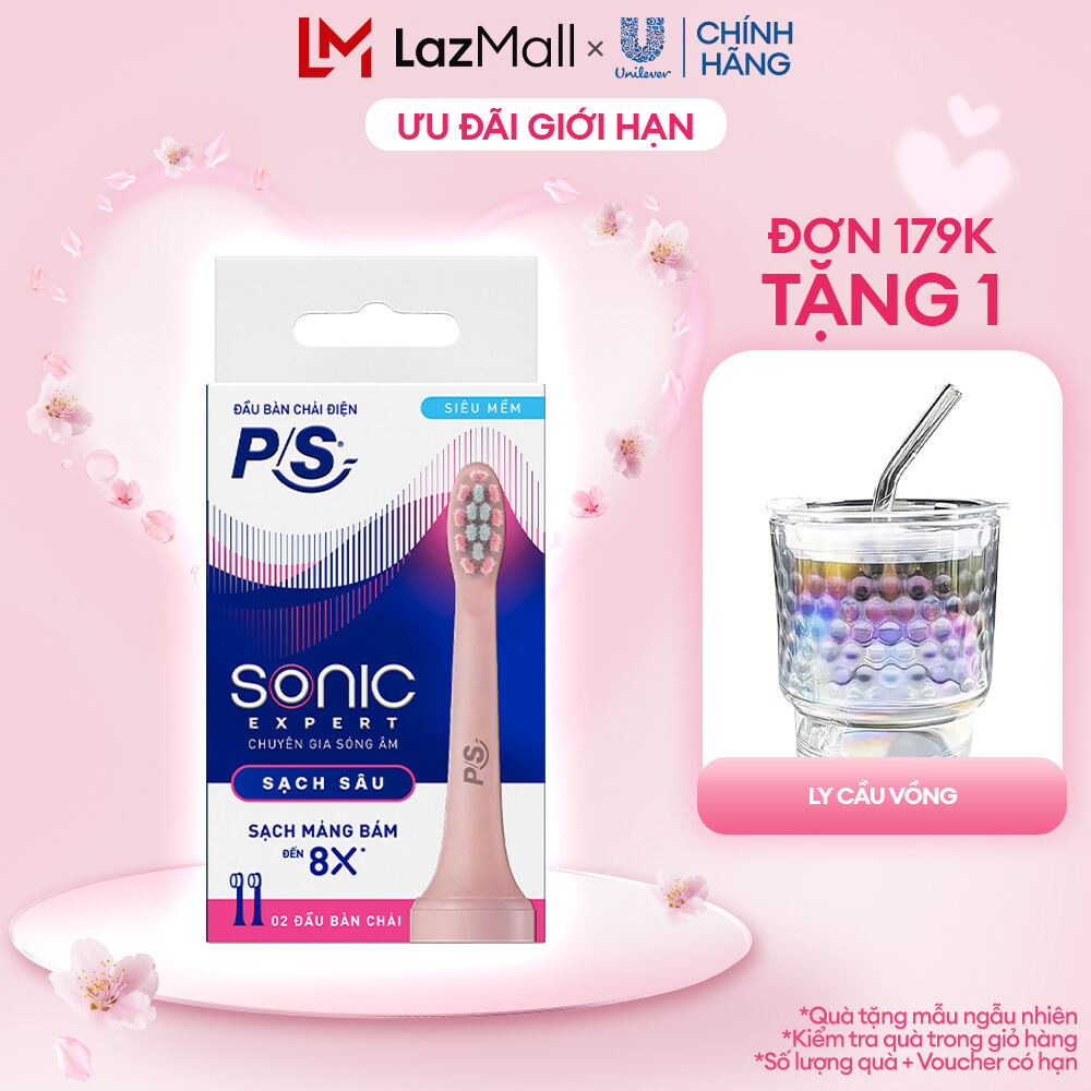 Bộ 2 đầu bàn chải điện P/S Sonic Expert - Sạch Sâu Màu Hồng