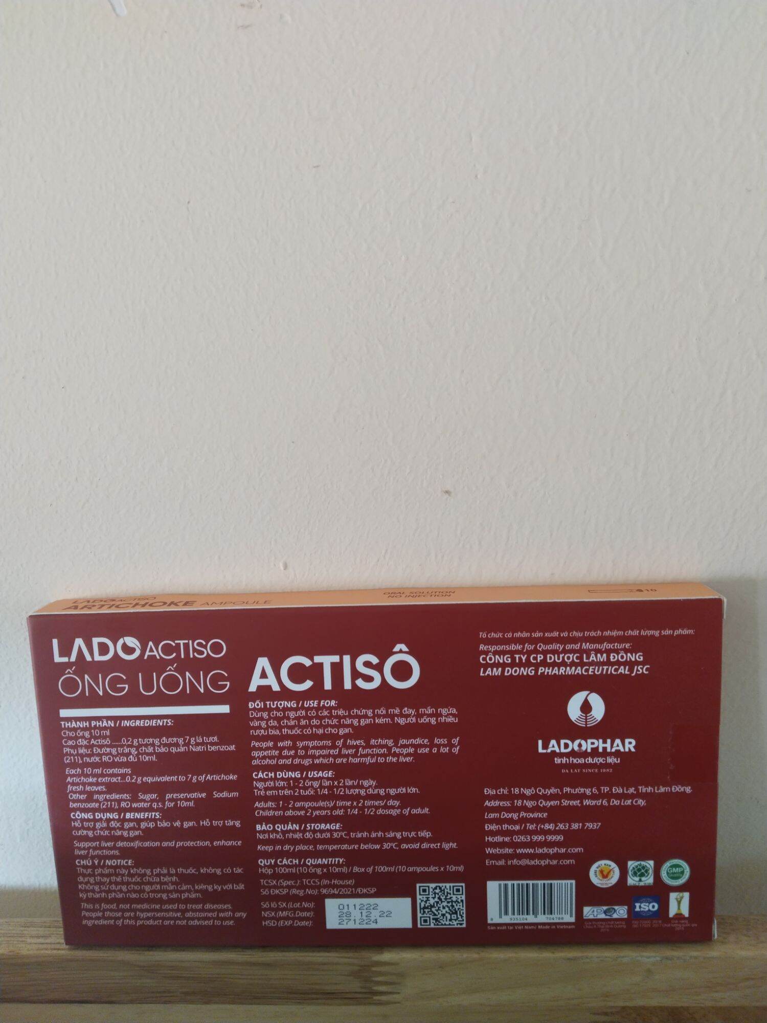 Atiso ống uống Ladophar Đà Lạt