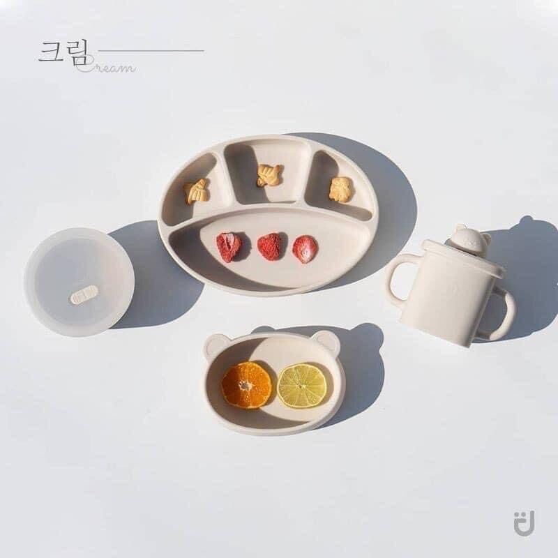 KHAY ĂN DẶM SILICONE CÓ ĐẾ HÍT BLUEMAMA MODUI HÀN QUỐC
