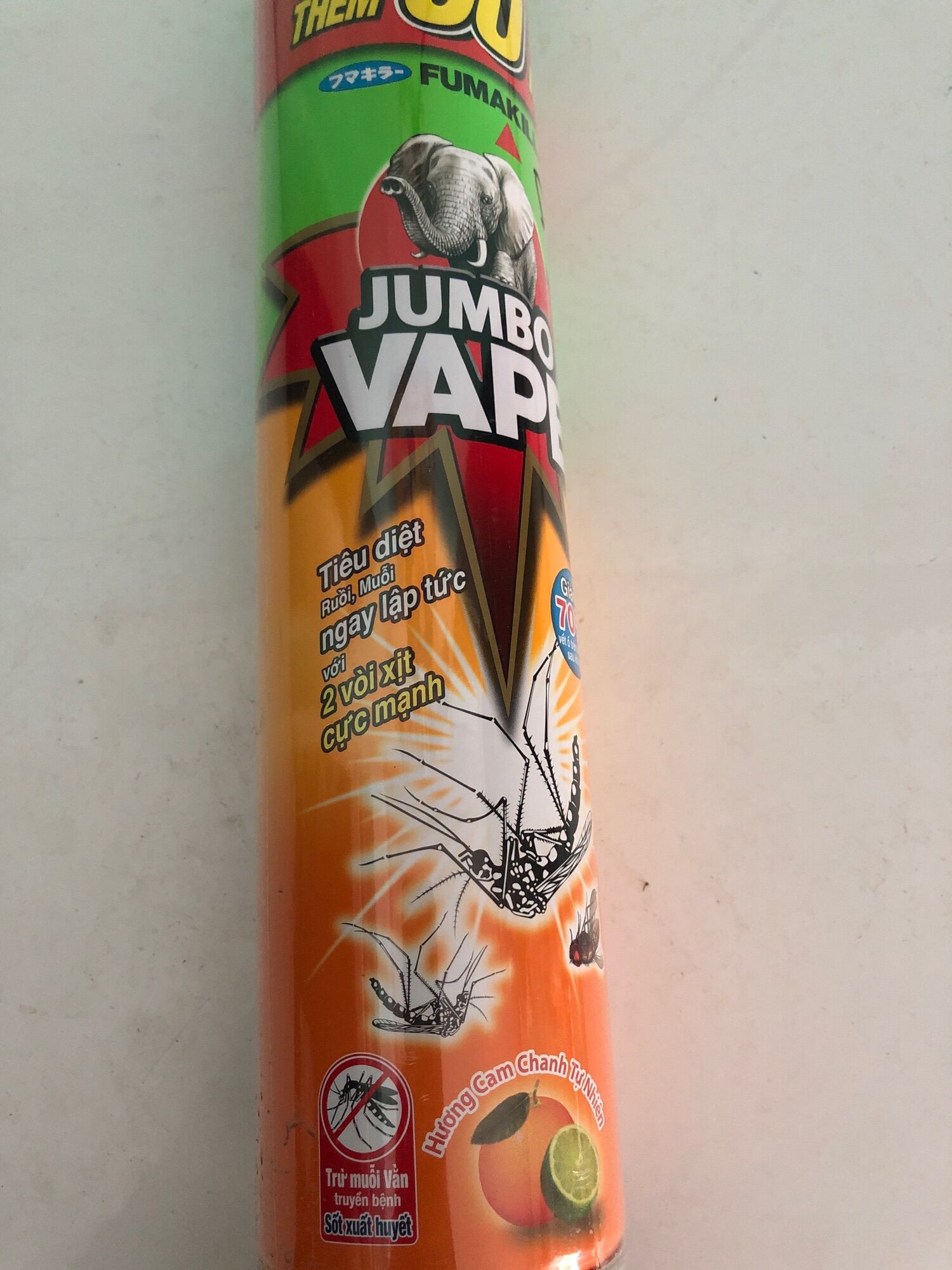 Bình xịt muỗi JumBo (khuyen mai thêm 60ml)-hương cam chanh