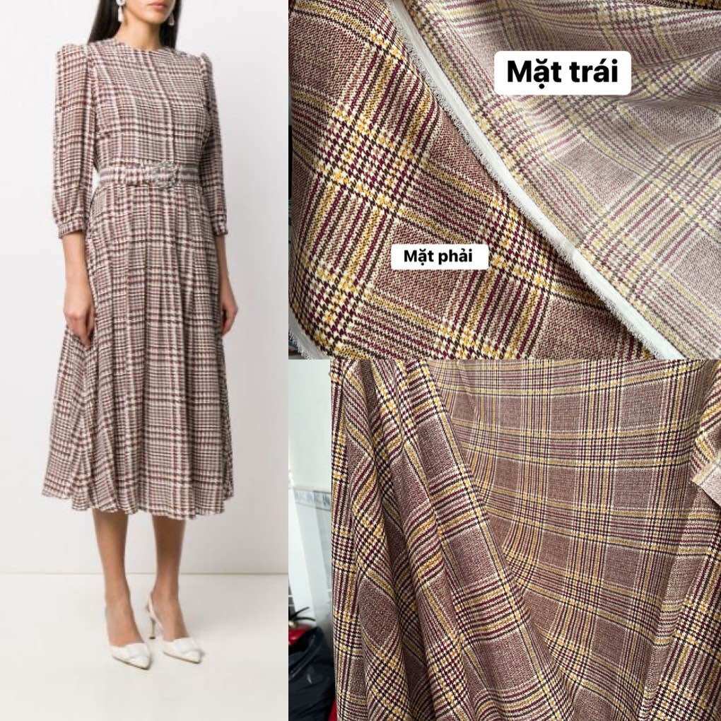 Vải lụa kẻ mịn ,có giãn , may đầm , sơ mi ,bộ rất đẹp