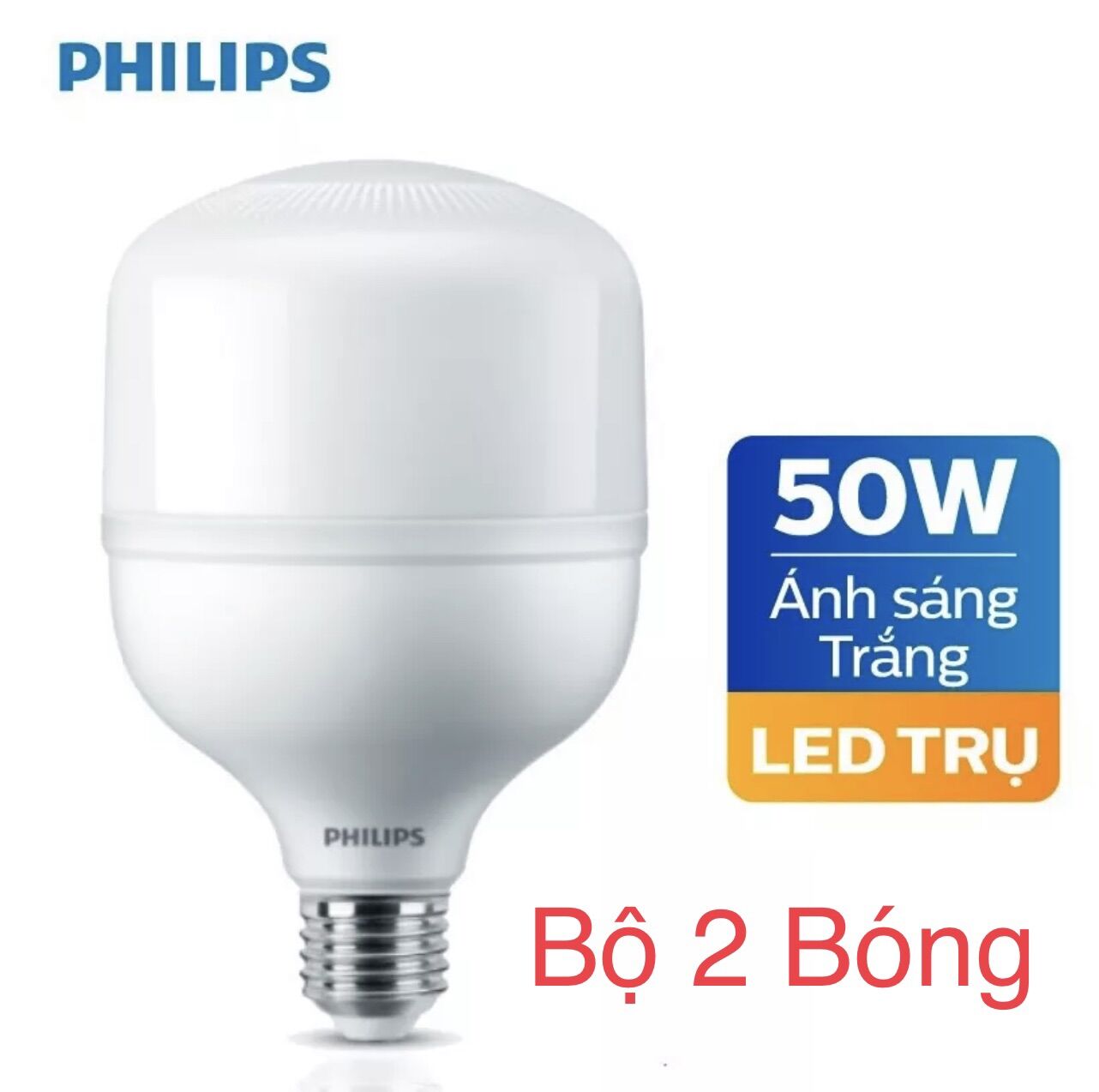 Bộ 2 bóng đèn tròn 50w hi-lumen g3 philips. bóng led trụ 50w siêu sáng 5000lumen đui e27 ánh sáng trắng 6500k