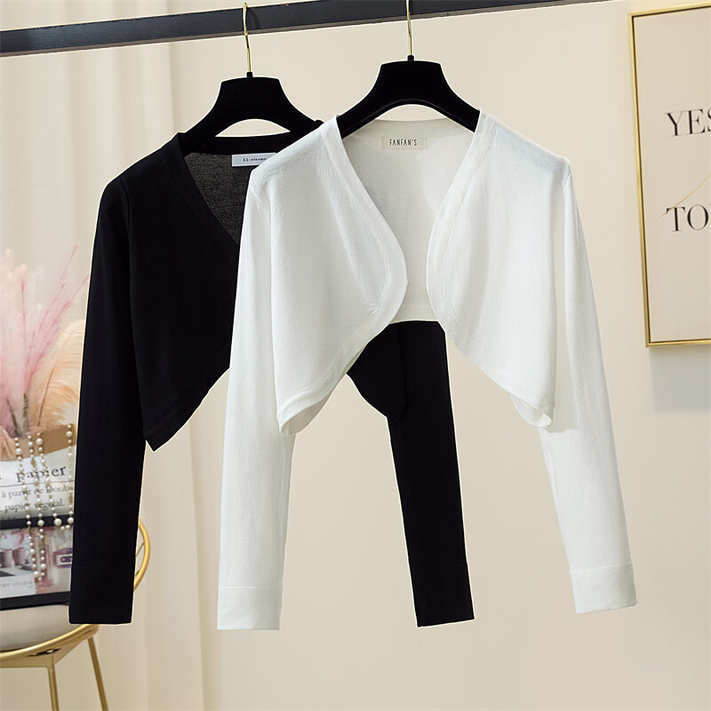 Áo Không Tay Mẫu Ngắn Mùa Hè Áo Dệt Kim Mẫu Mỏng Áo Choàng Phối Ngoài Vải Viscose Cardigan Cho Nữ Áo Khoác Chống Nắng Áo Khoác Nhỏ