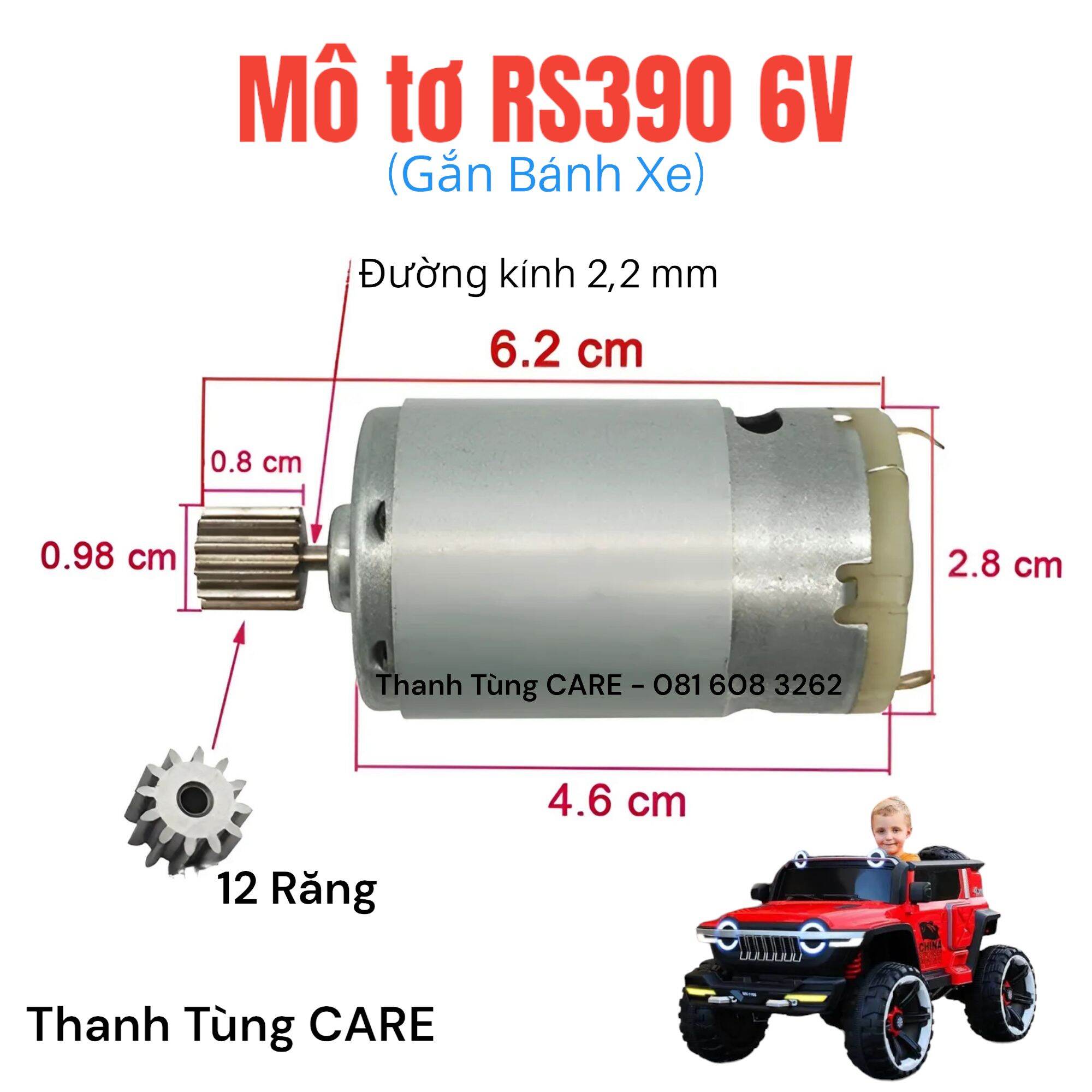 [Mô tơ] Động cơ xe điện trẻ em RS-390/550 - 6V/12V - Mô tơ RS390/550 dùng cho xe điện trẻ em 6V/12V tốc độ cao