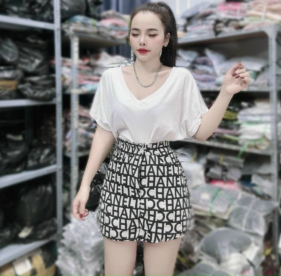 Áo thun gân cổ tim tay lửng 3 màu