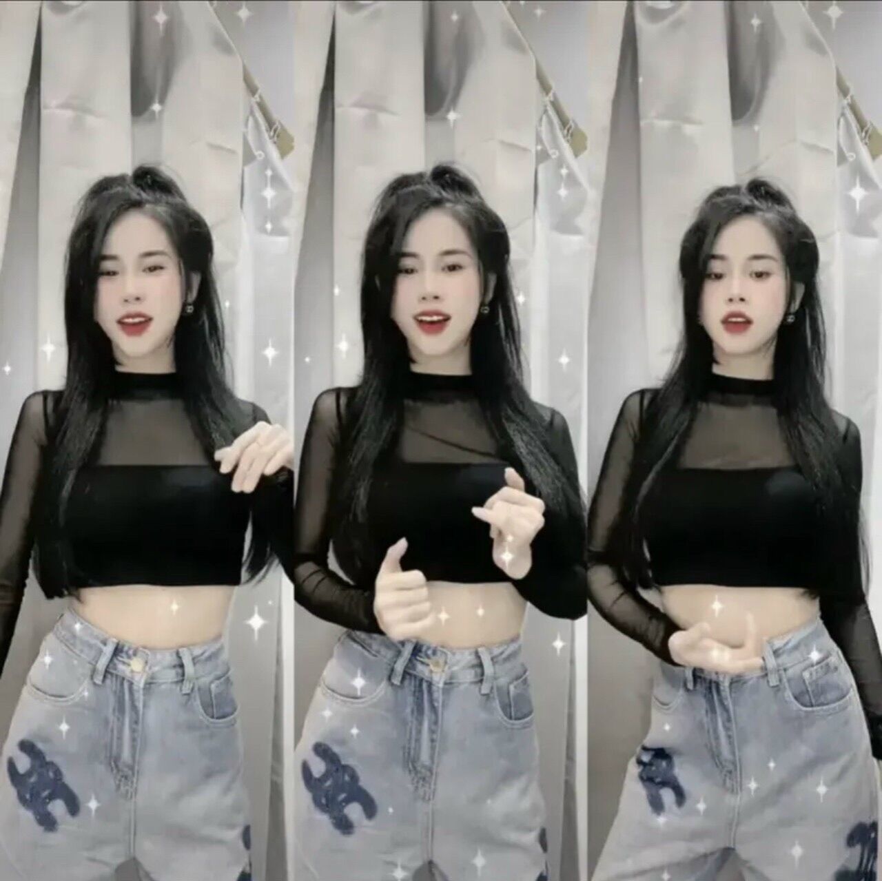 ÁO CROPTOP PHỐI LƯỚI CƯC MLEM MLEM AL123