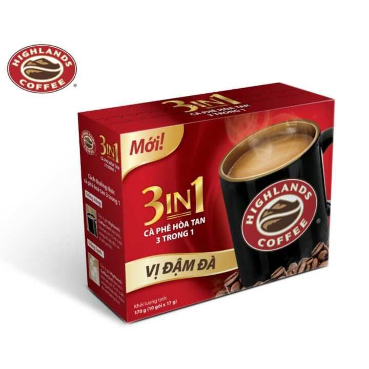 [Combo 3 hộp] Cà phê Highlands coffee 3in1 hòa tan (10 gói x 17g)