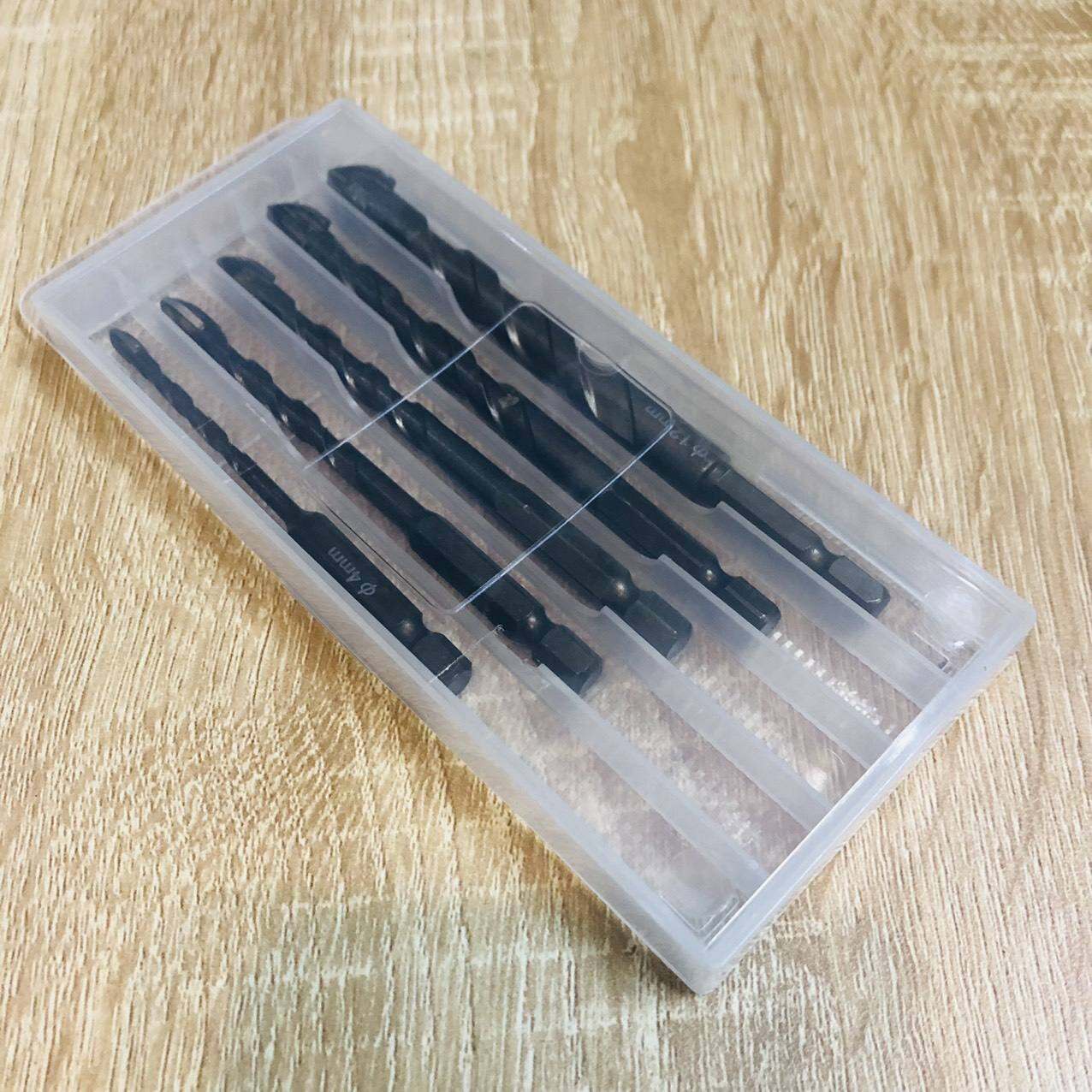 Bộ 5 mũi khoan đa năng 4 cạnh, chân lục giác hàng Nhật bãi gồm 5 mũi 4-6-8-10-12