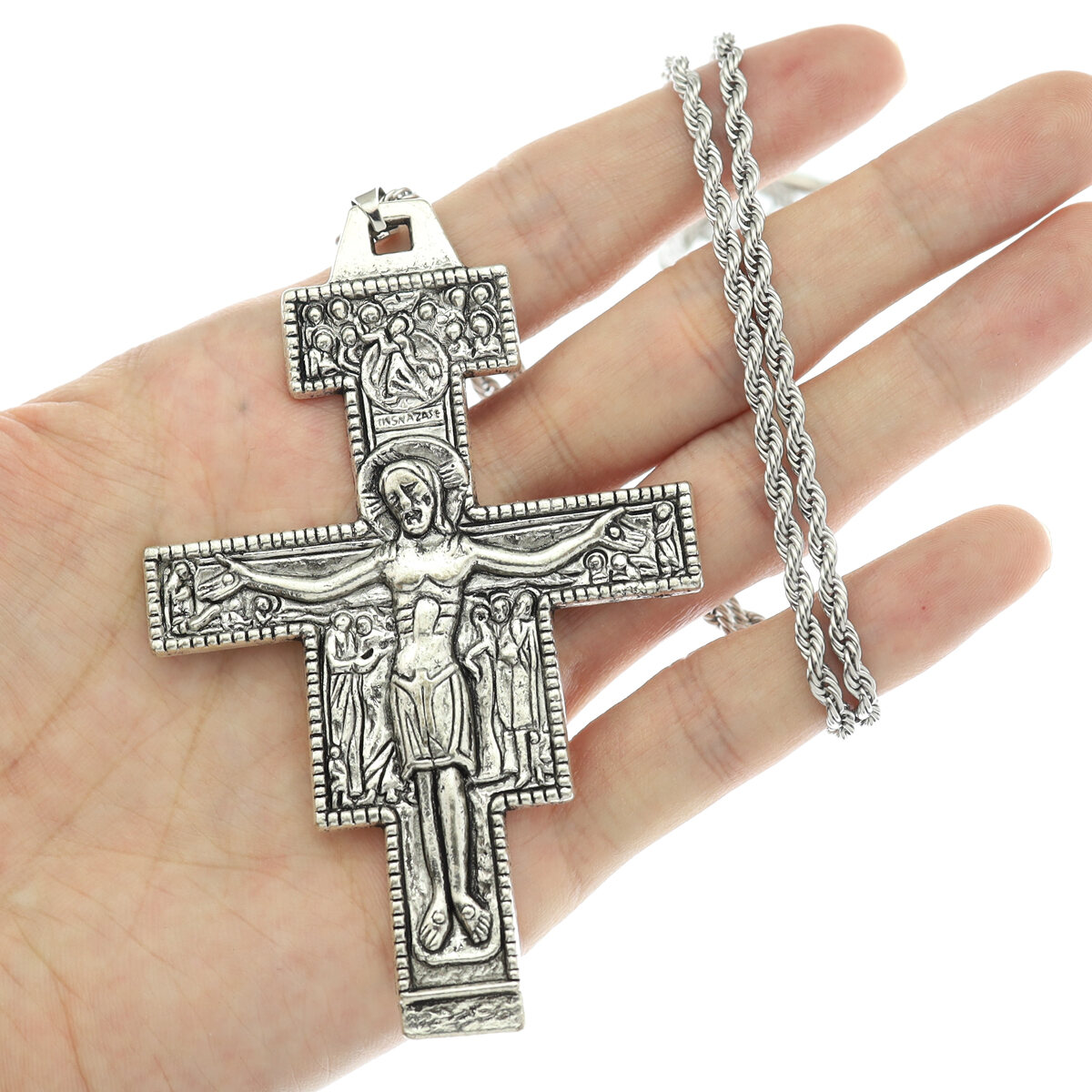 Unisex Retro St Francis Of Assisi Tau San Damiano Thánh Giá Cổ Công Giáo Thánh Giá Bộ Lạc Cô Dâu Tặng Punk Rock Người Nổi Tiếng Thiết Kế Thép Không Gỉ Và Hợp Kim Kẽm liên Kết Dây Chuyền Vòng Cổ Cho Kỷ Niệm