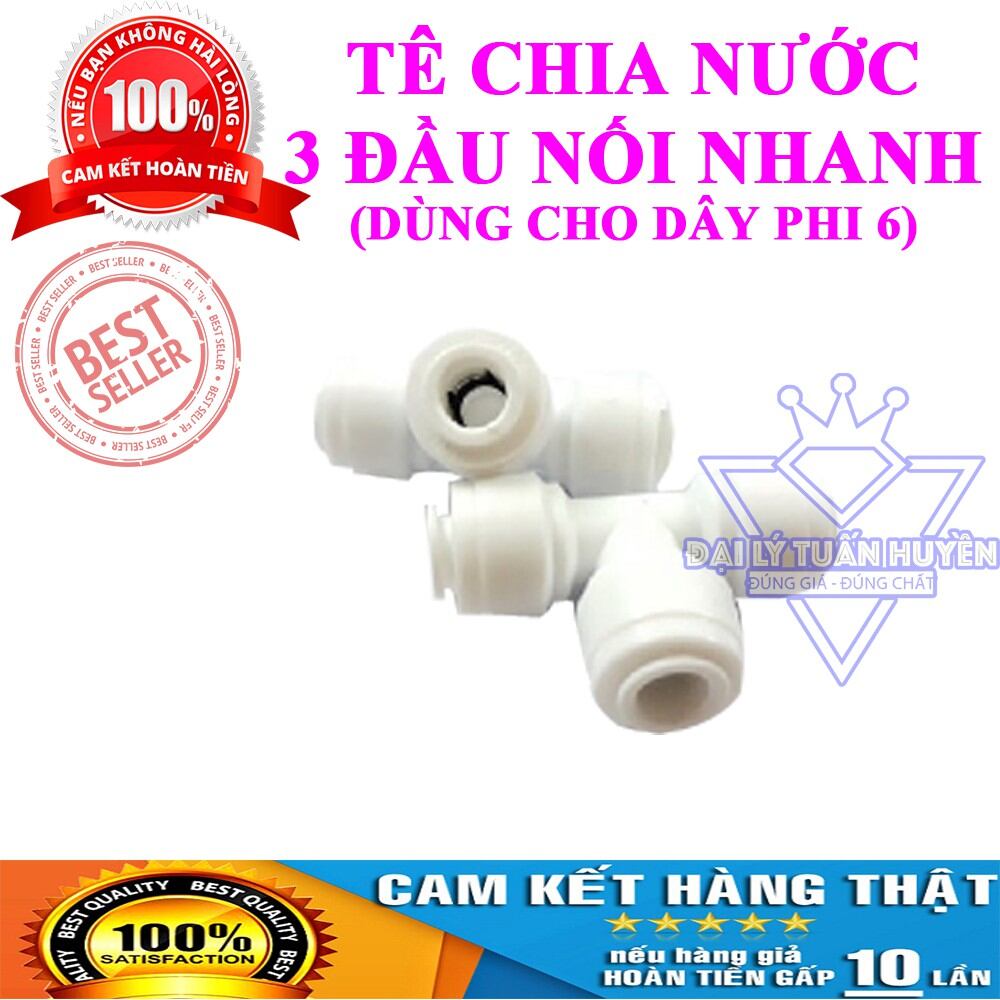 Tê chia nước ống dây phi 6 nối nhanh