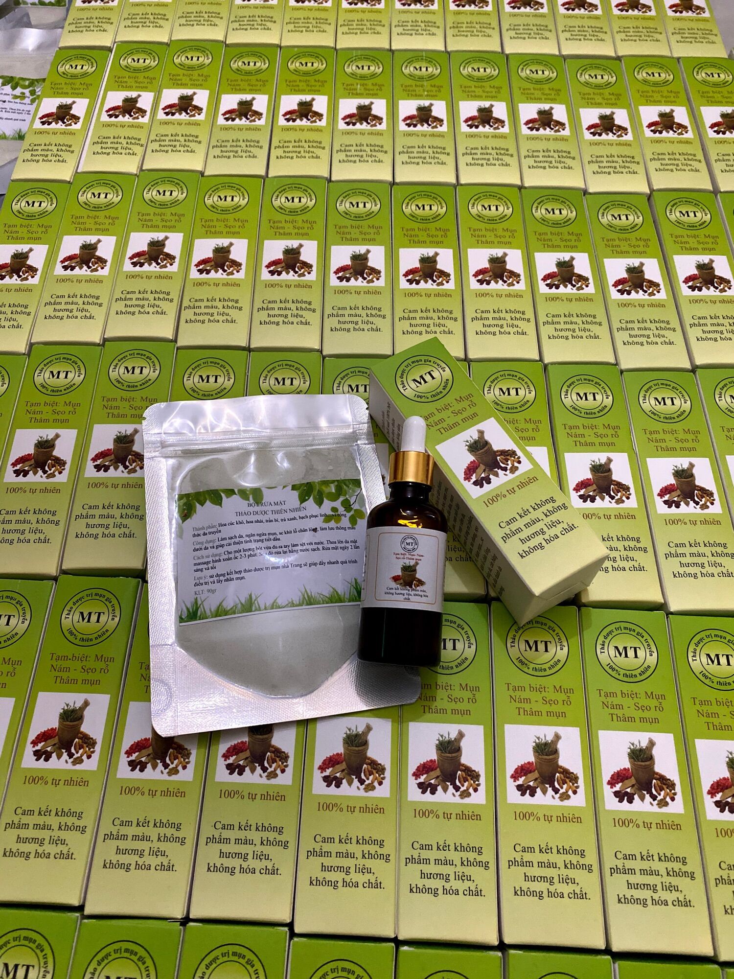 combo sạch mụn thâm rỗ 8 tuần(LO 100ML+ BOT KIEM DAU)