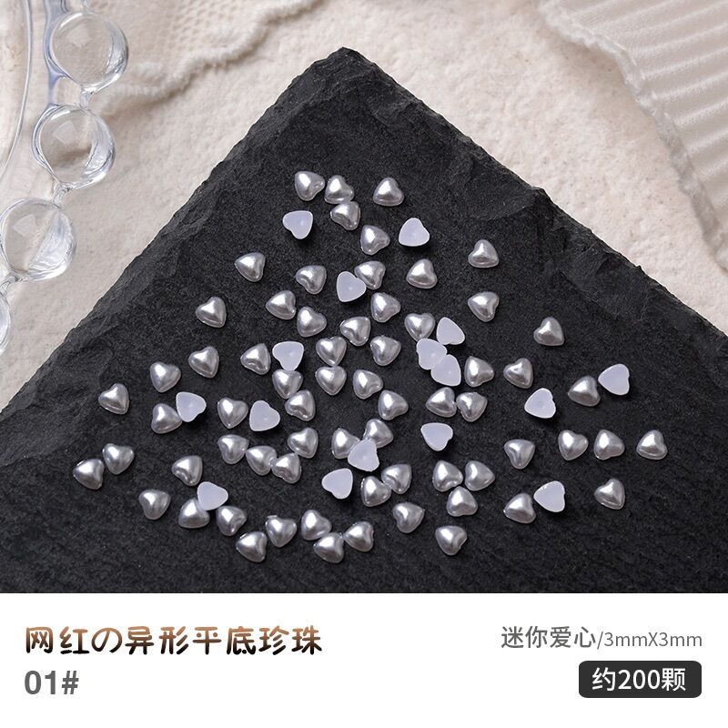 Set 150 hạt trai trái tim trang trí móng
