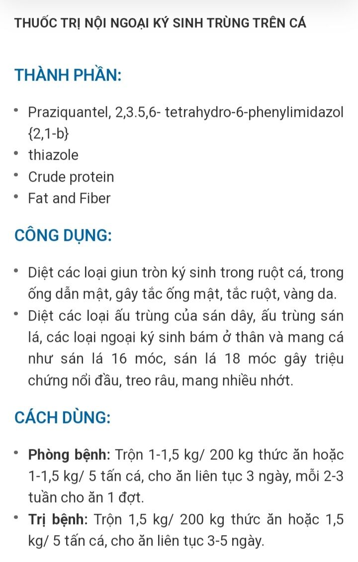 Nova Praziquantel 100 gram ký sinh trùng trên cá, lươn, ếch