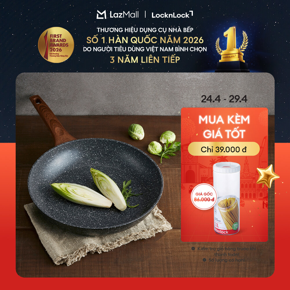 LBU1283 - Chảo nhôm chống dính LockLock BAUM Marble 28cm 1 tay cầm Dùng được bếp từ
