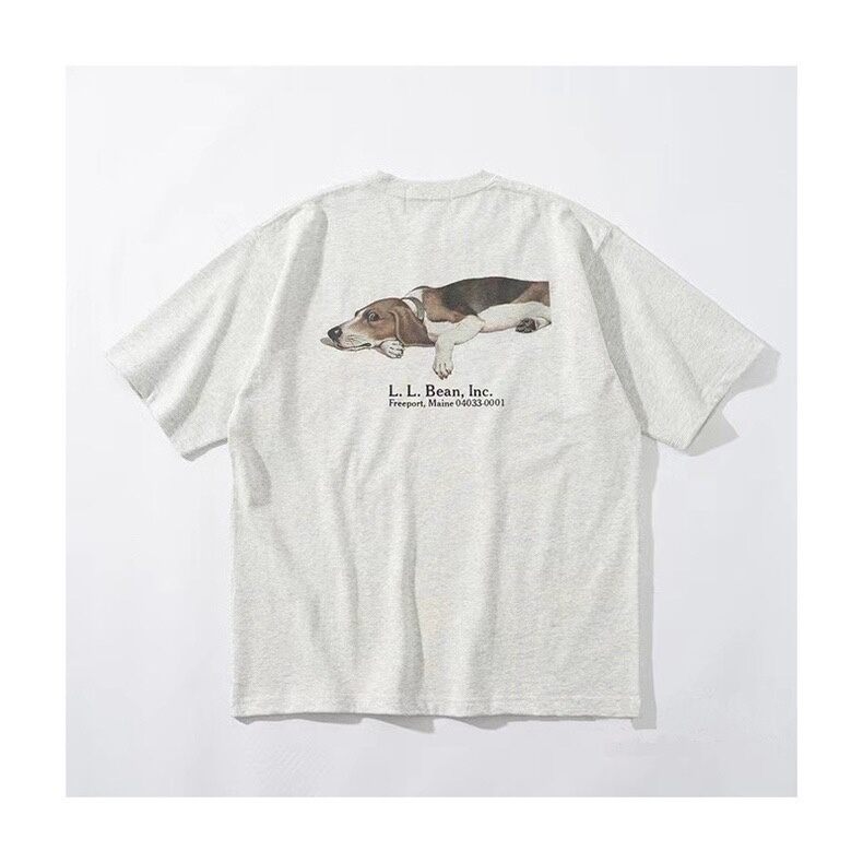 Áo Thun Cotton Dáng Rộng LLBEAN BEAMS Phong Cách Mỹ Cổ Điển in Họa Tiết Động Vật Mùa Hè Thường Ngày 