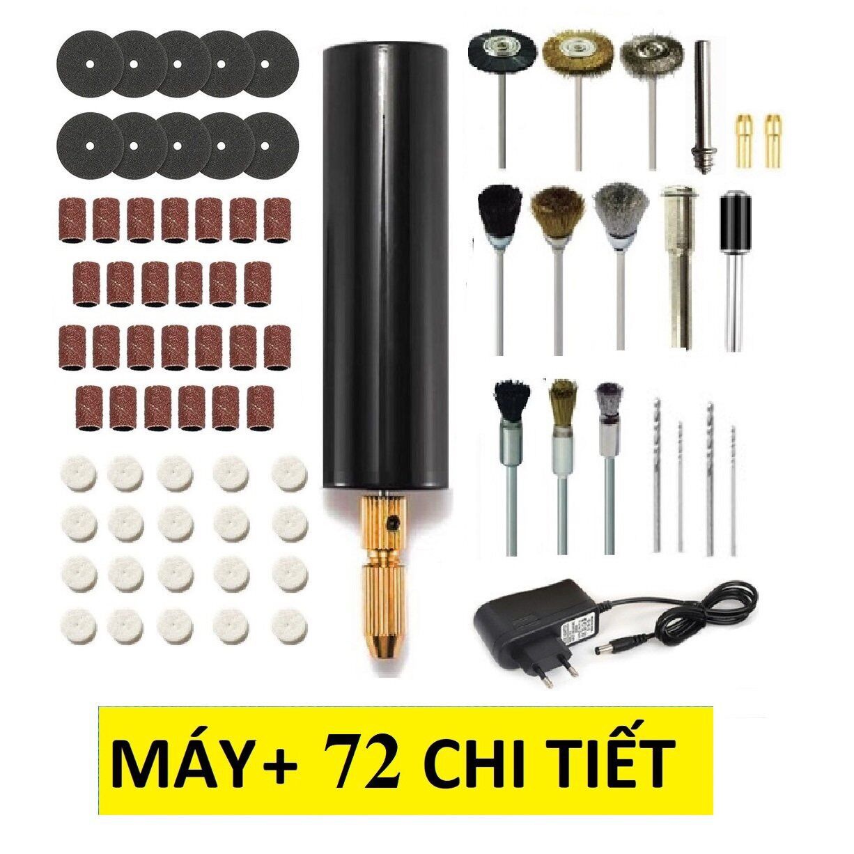 Máy khoan mài mini tặng kèm 72 phụ kiện khoan mài cắt đánh bóng