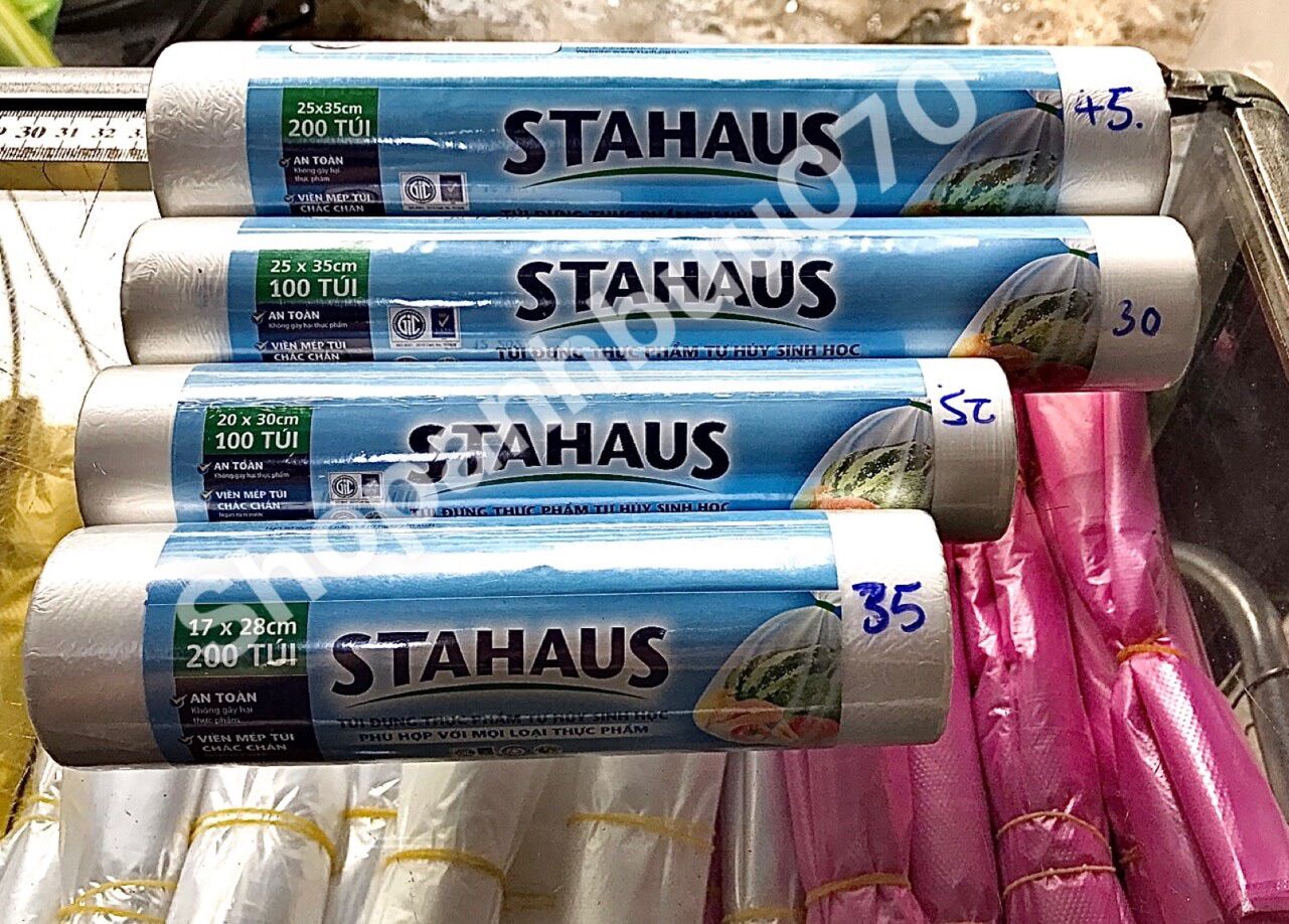Cuộn 100-200 túi đựng thực phẩm phân huỷ sinh học stahaus