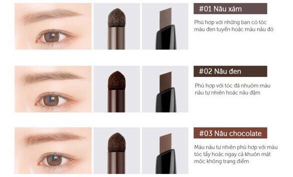 Chì Kẻ Mày B.O.M 3 In 1 Triple Edge Eye Brow