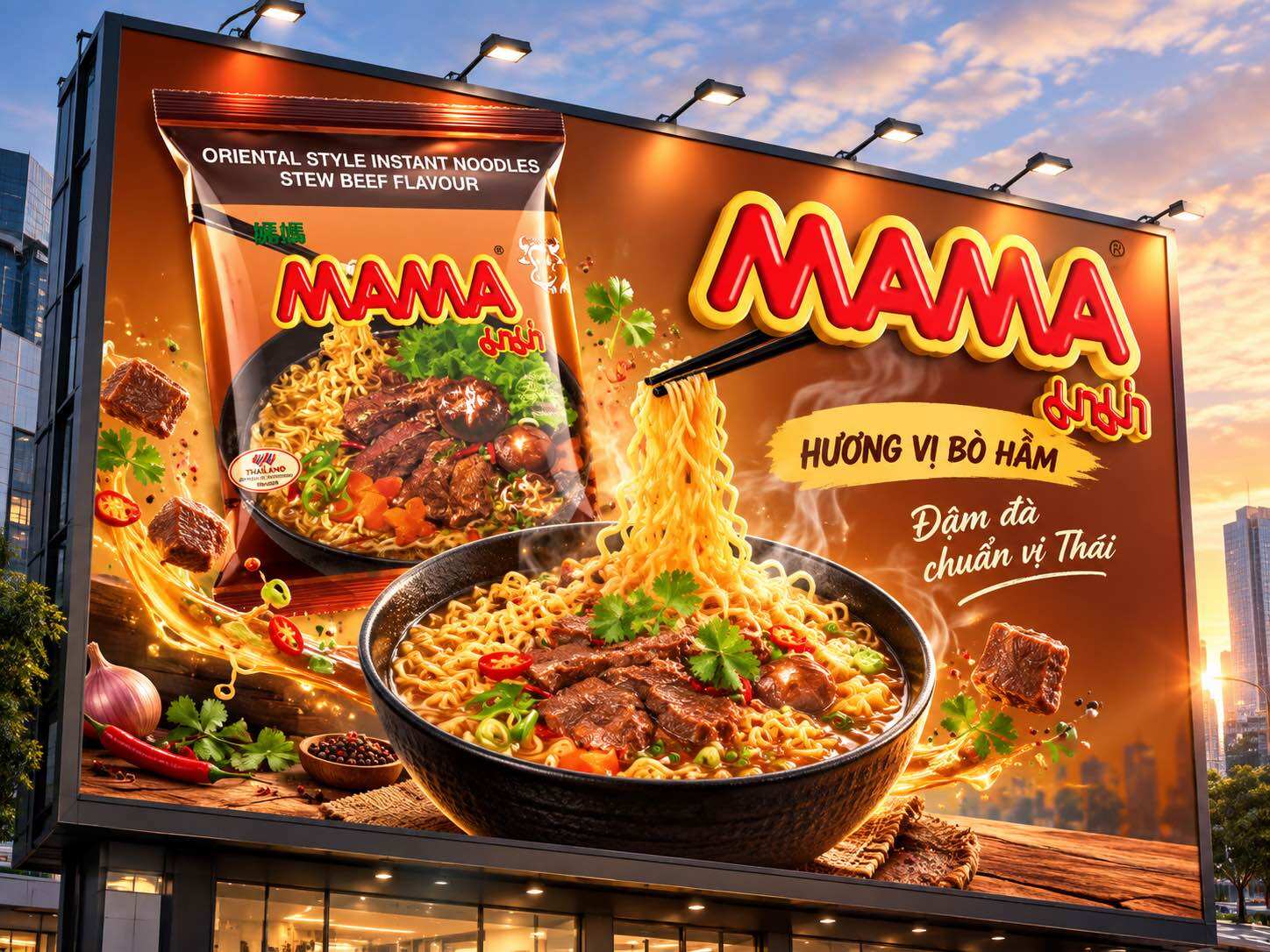 MÌ MAMA THÁI LAN HƯƠNG THỊT BÒ HẦM 60G