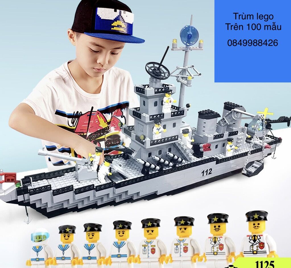 Bộ lắp ráp xếp hình tàu chiến hạm 112, lắp ghép máy bay, lắp ráp hạm đội biển size to