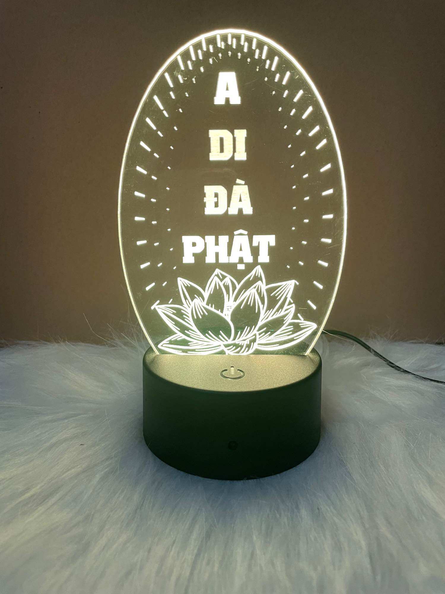 Đèn led 3d 16 màu đèn led khắc chữ A Di Đà Phật