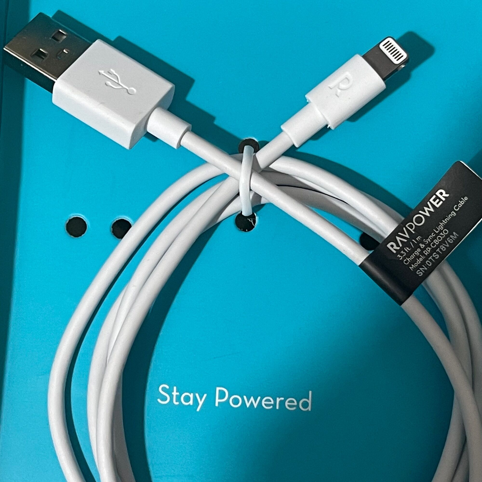 Cáp USB A to Lightning Ravpower MFi 1m