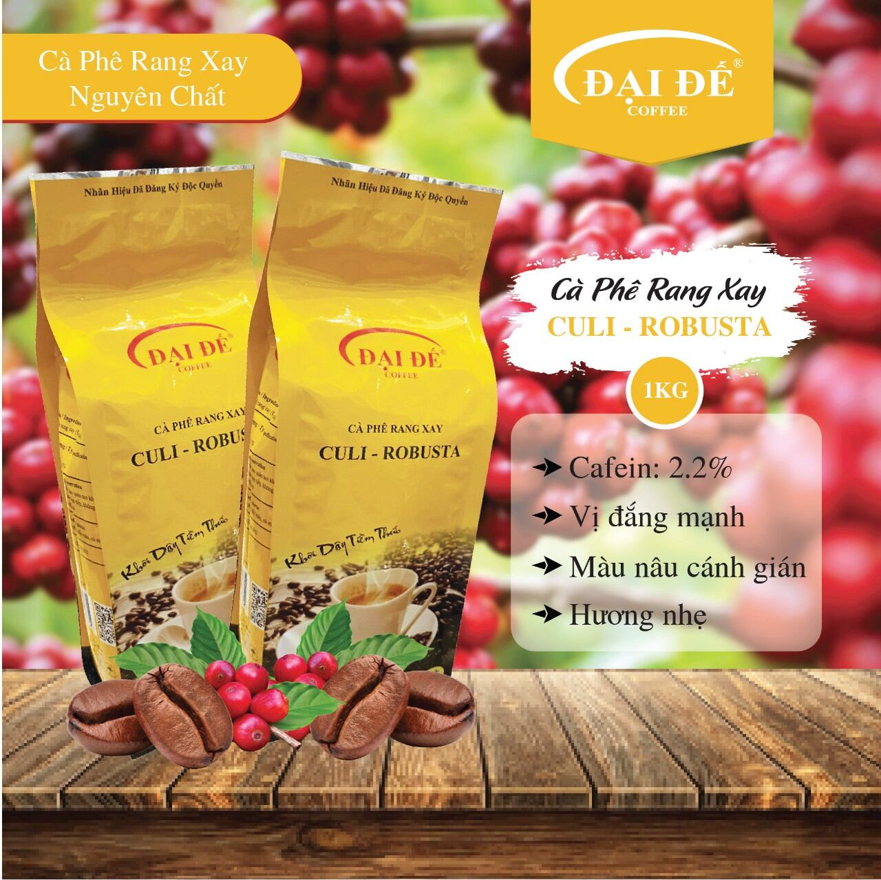Cà phê Rang Xay Nguyên Chất CuLi-Robusta 500g