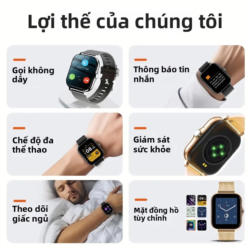 Đồng Hồ Thông Minh Toàn Màn Hình Cảm Ứng Dành Cho Nam Nữ Thể Thao Đồng Hồ Thông Minh Kỹ Thuật Số Có Cuộc Gọi BT Theo Dõi Giấc Ngủ & Nhịp Tim Cho Xiaomi. 