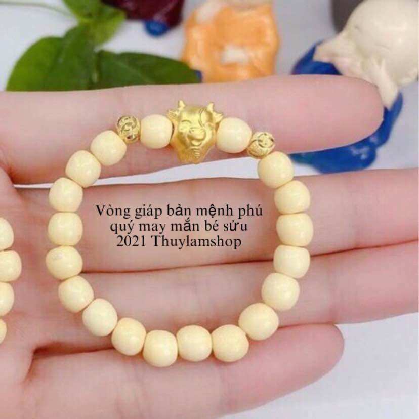 Vòng dâu tằm thật mic giáp bạc s925 xi vàng cho bé ngon giấc bình an may mắn