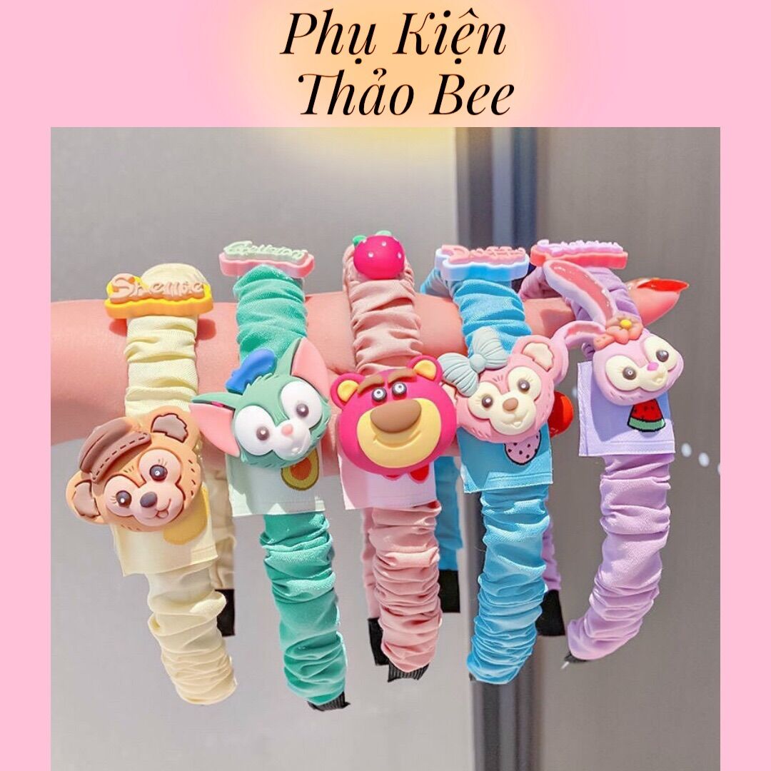 Bờm nhún thú vải họa tiết nhiều màu dễ thương cho bé gái