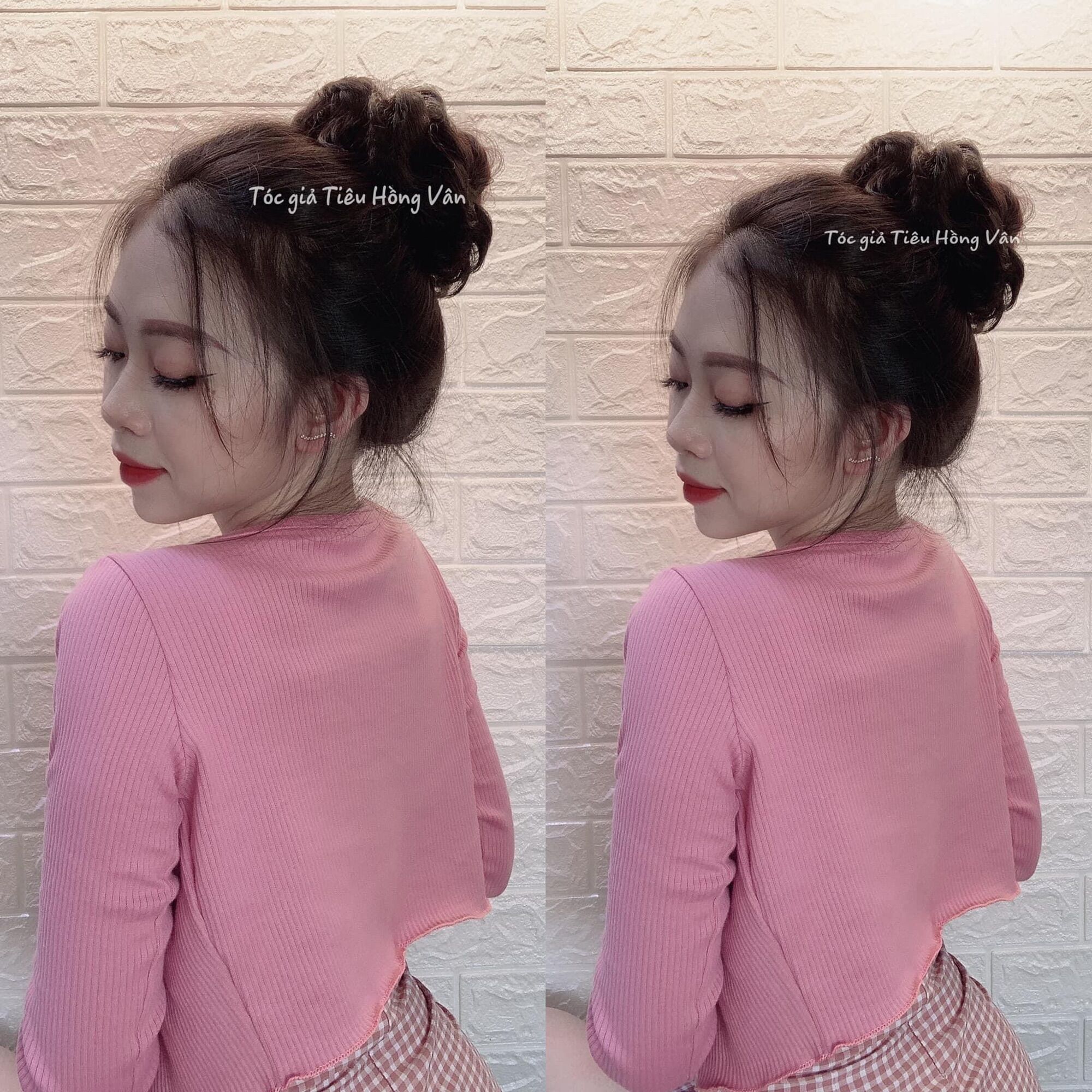 Tóc giả búi cột xoăn rối ❇️