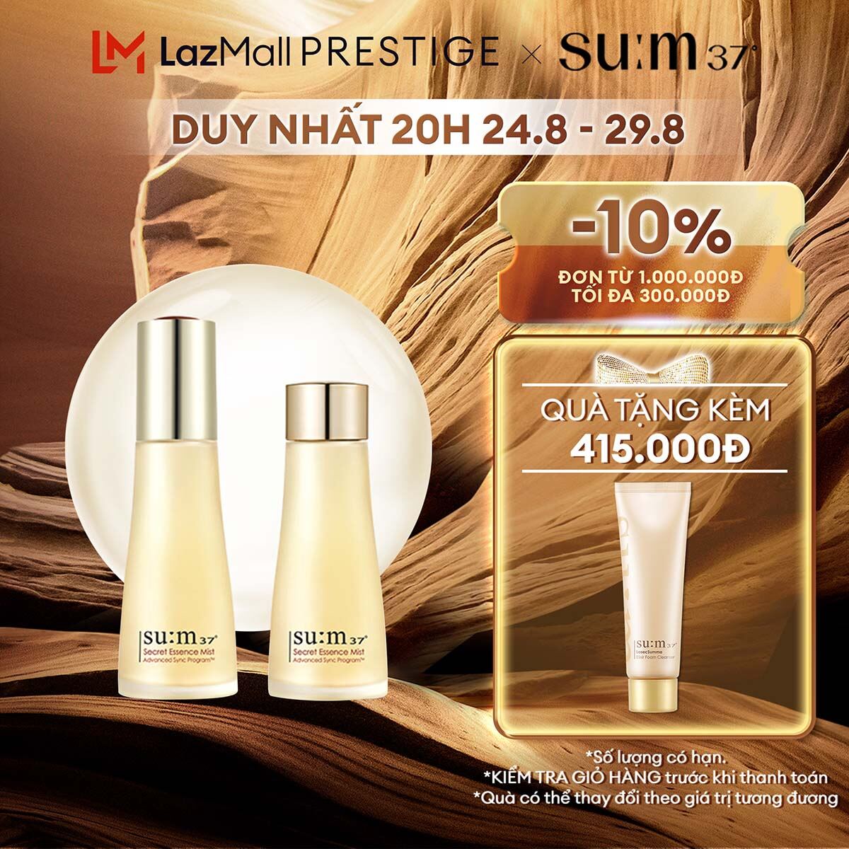 Xịt khoáng nước thần Su:m37 Secret Essence Mist 60+60ml