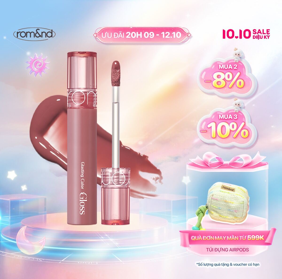 [Rom&nd] Son tint bóng căng mọng Romand Glasting Color Gloss 4g