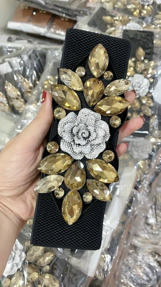đai váy nịt đầm belt đính đá bản to nhỏ