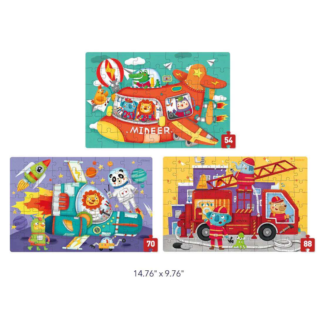 Ghép hình Level Up Puzzle Mideer - Level 4: Transportation (54-88 mảnh ghép)
