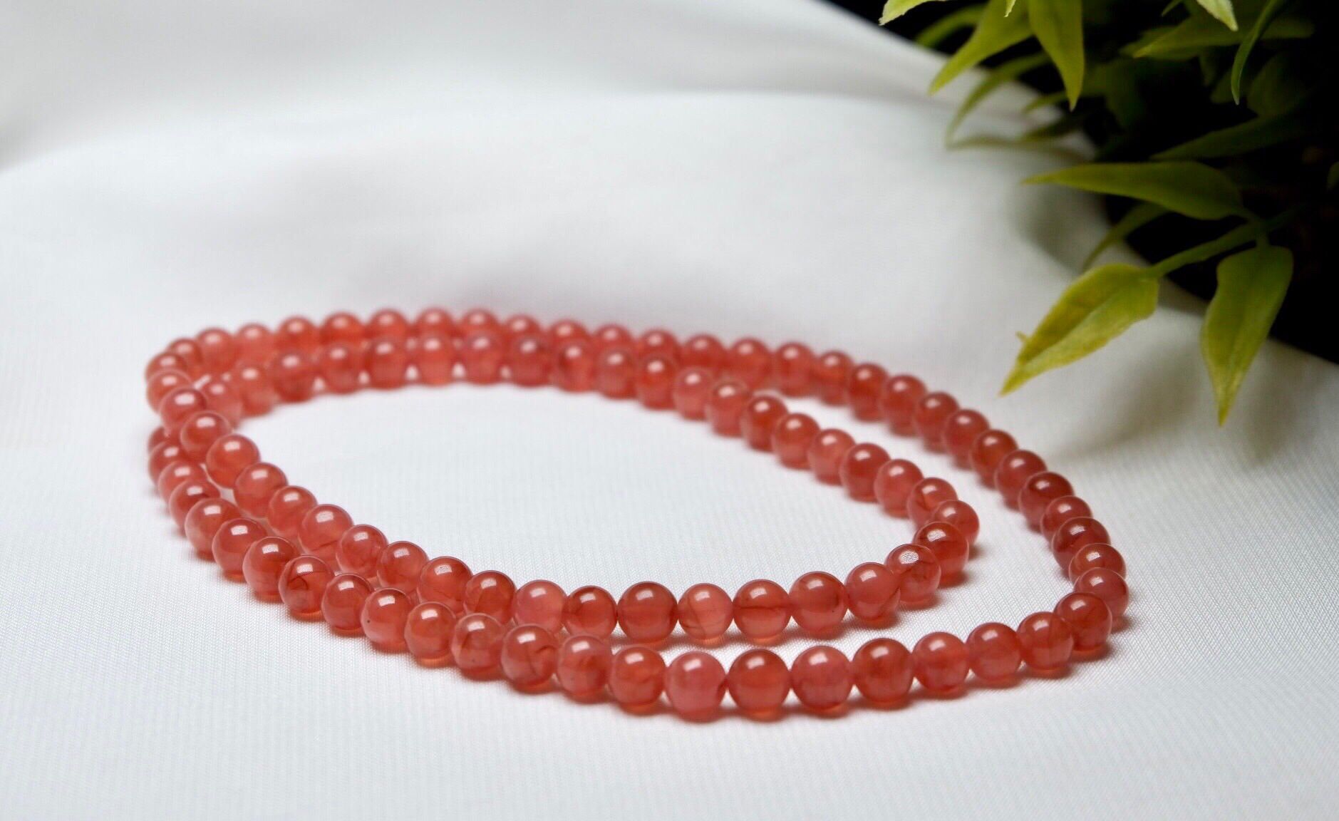 Chuỗi Mã não Nam Hồng size 6li cuộn 3 vòng tay