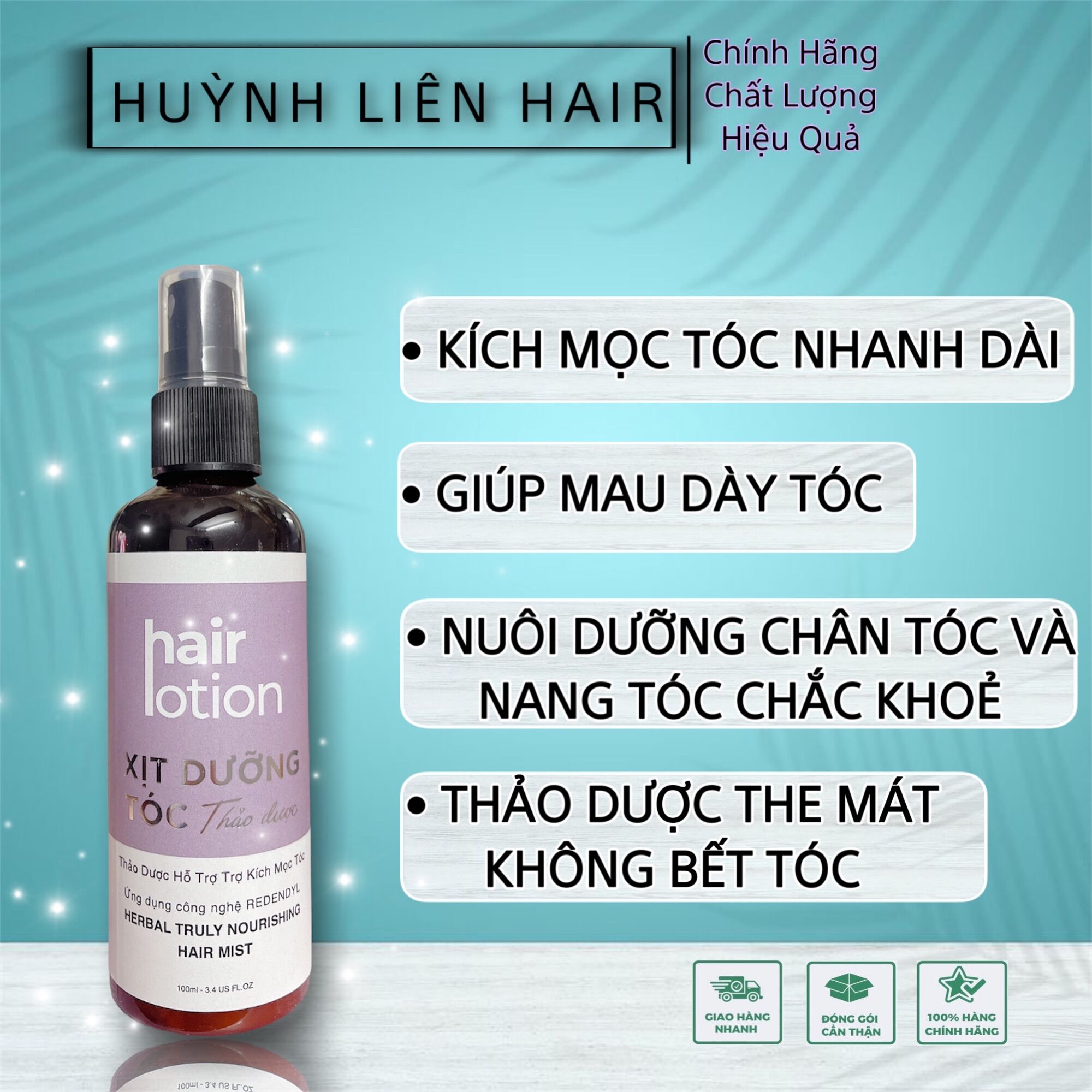 Xịt kích mọc tóc 100ml cao thảo dược giảm rụng dưỡng tóc dày và dài