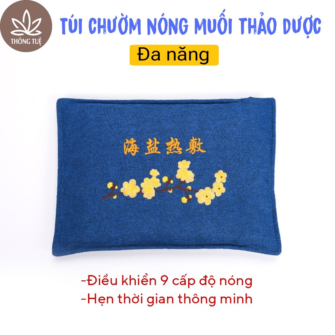 Gối chườm nóng muối ngải cứu - túi chườm muối kết hợp thảo dược