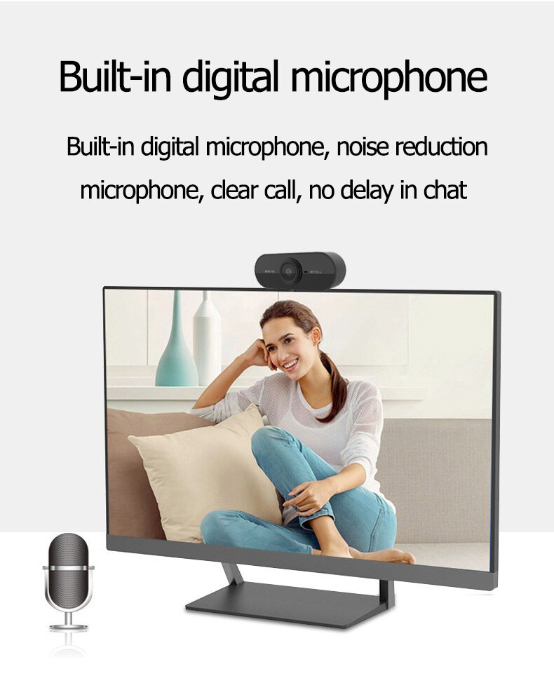 Computer Webcam 1080P Full HD Camera USB Computer Smart Camera for Laptops & Desktops & All in one Computers