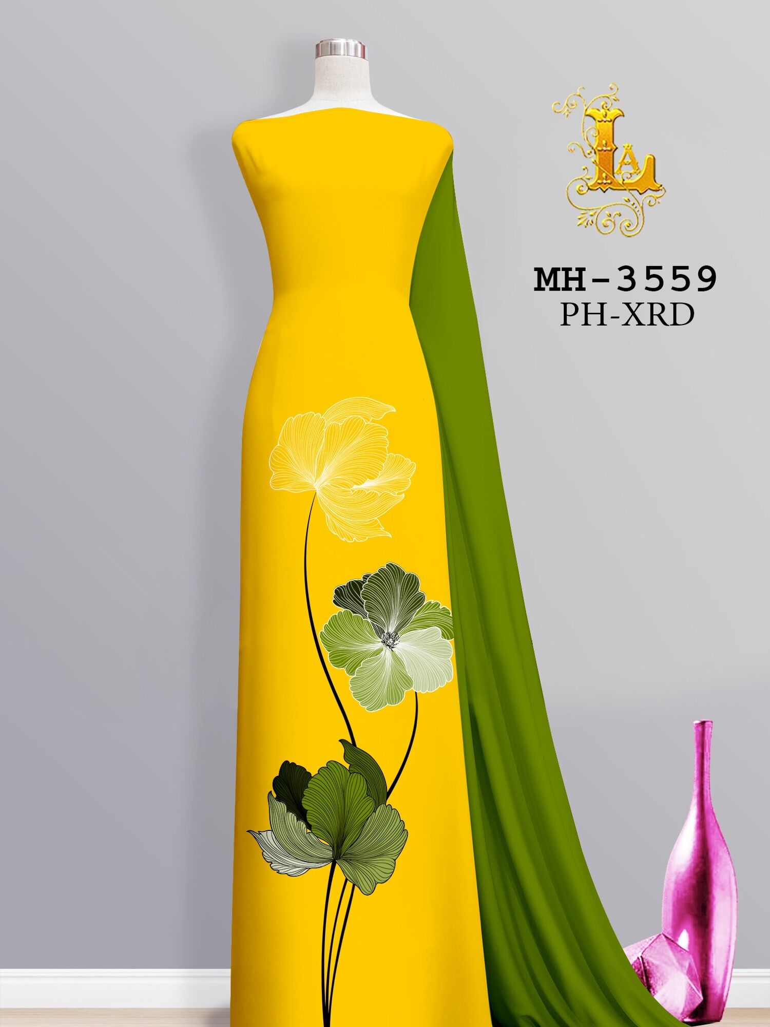 Vải áo dài in hoa đơn giản